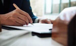 signing a document