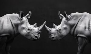 two rhino monochrome